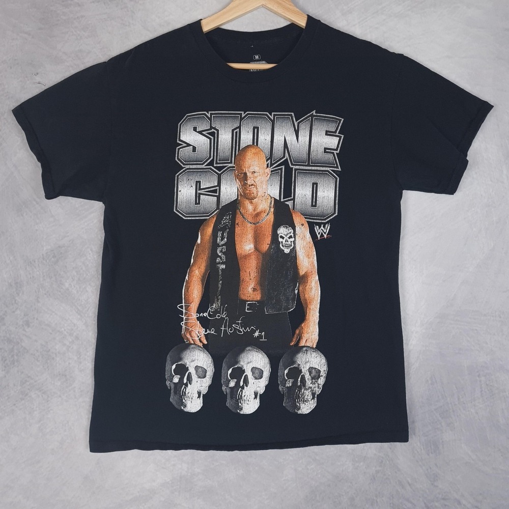 Stone Cold Steve Austin Shirt Mens Medium Black WWE Austin 3:16 Graphic Tee - Picture 1 of 16